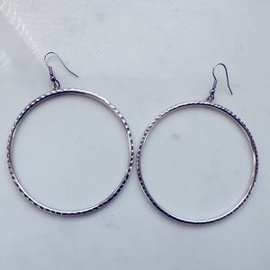 Sterling Silver Drop hoop Earrings